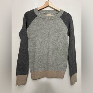 J. Crew Waffle Knit Color Block Merino Wool Sweater